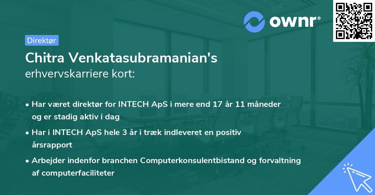 Chitra Venkatasubramanian's erhvervskarriere kort