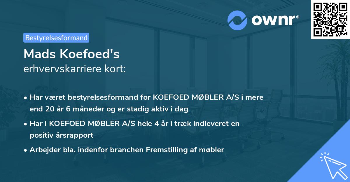 Mads Koefoed's erhvervskarriere kort