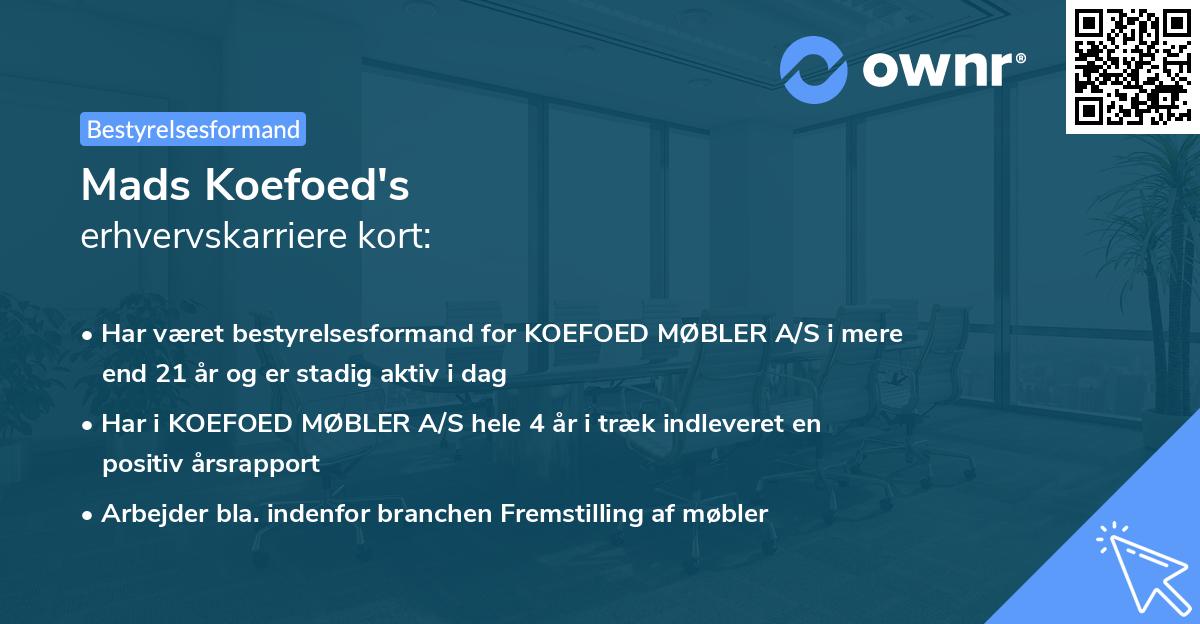 Mads Koefoed's erhvervskarriere kort