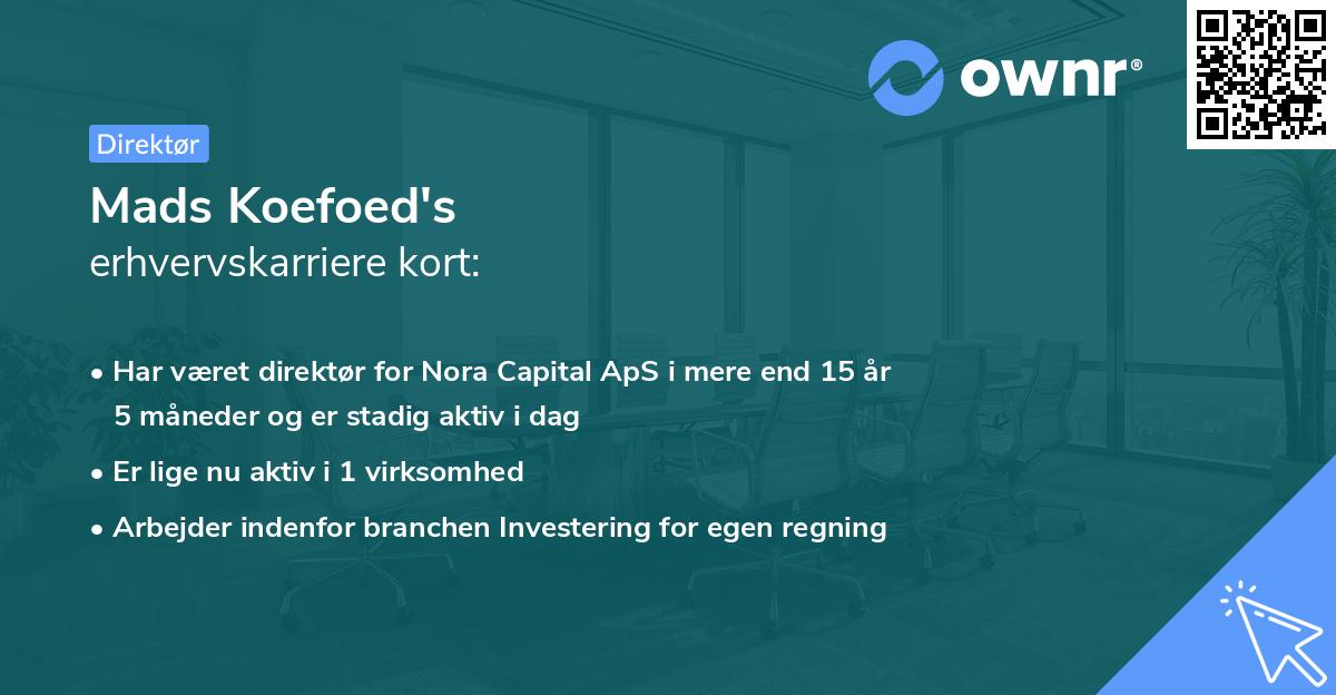 Mads Koefoed's erhvervskarriere kort