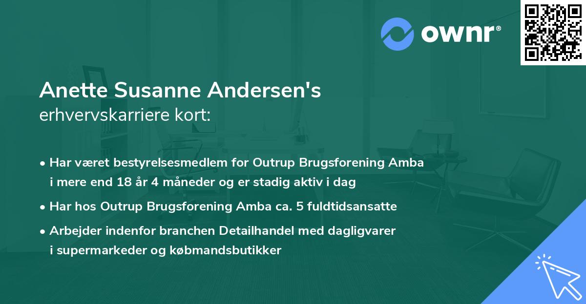 Anette Susanne Andersen's erhvervskarriere kort