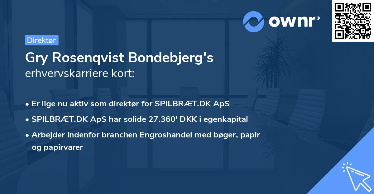 Gry Rosenqvist Bondebjerg's erhvervskarriere kort