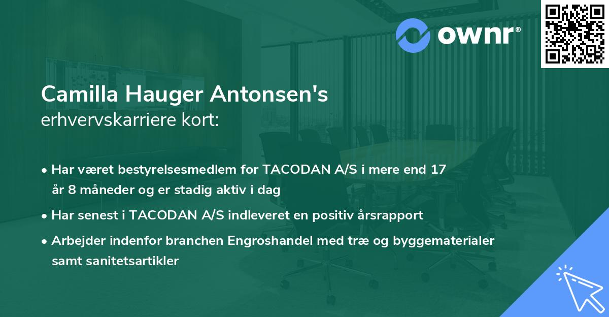Camilla Hauger Antonsen's erhvervskarriere kort