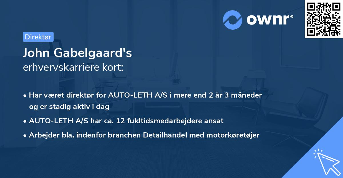 John Gabelgaard's erhvervskarriere kort