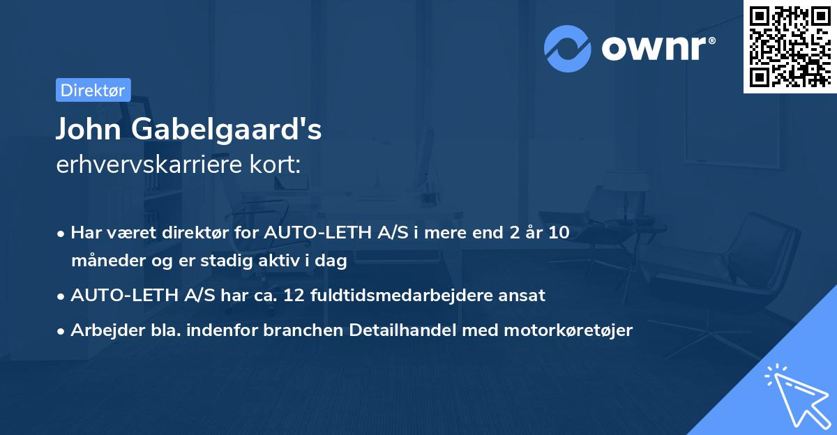 John Gabelgaard's erhvervskarriere kort
