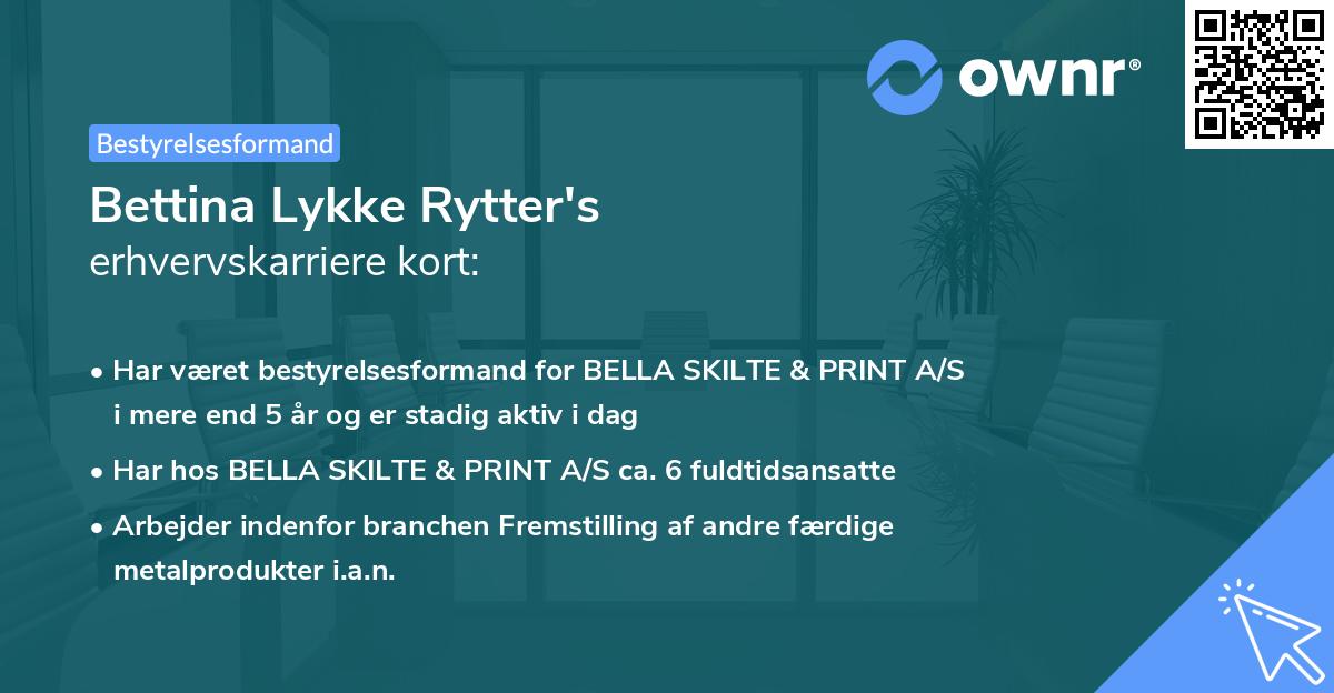Bettina Lykke Rytter's erhvervskarriere kort