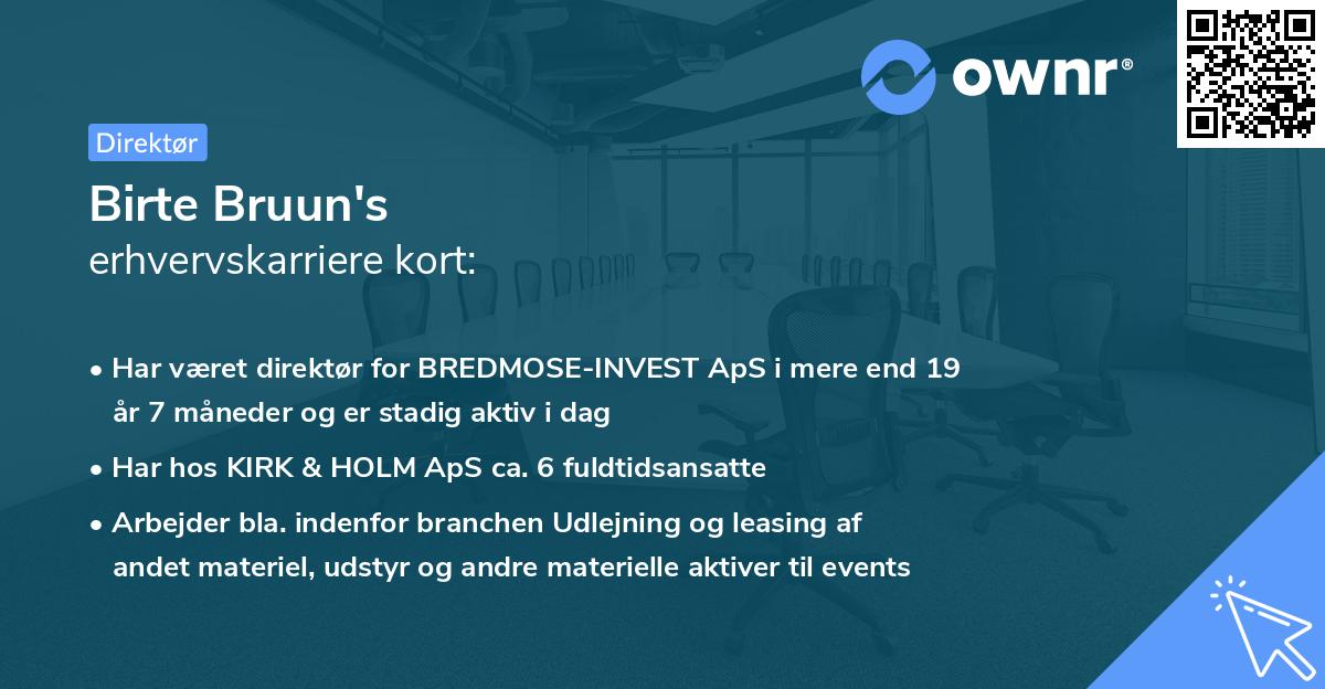 Birte Bruun's erhvervskarriere kort
