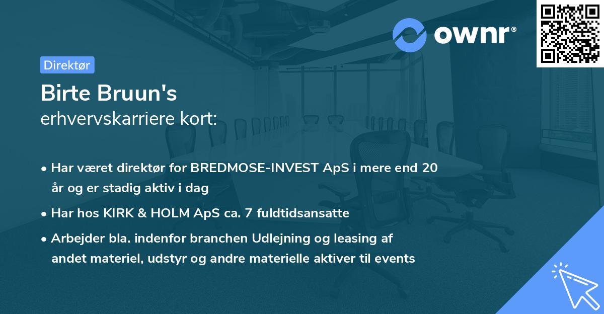 Birte Bruun's erhvervskarriere kort