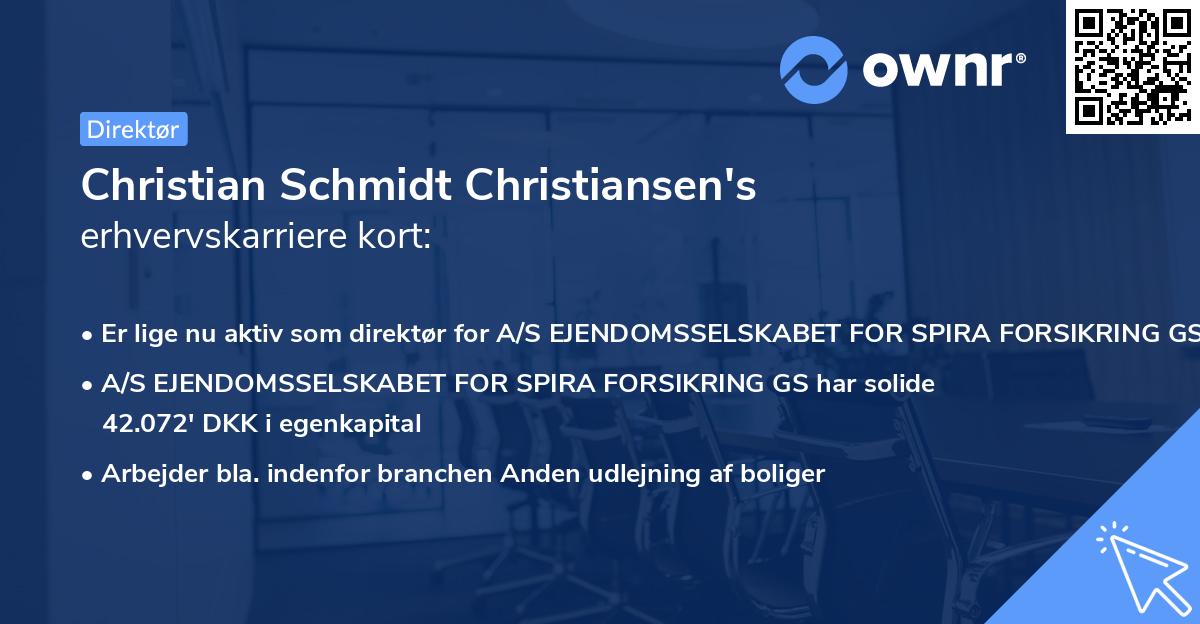 Christian Schmidt Christiansen's erhvervskarriere kort