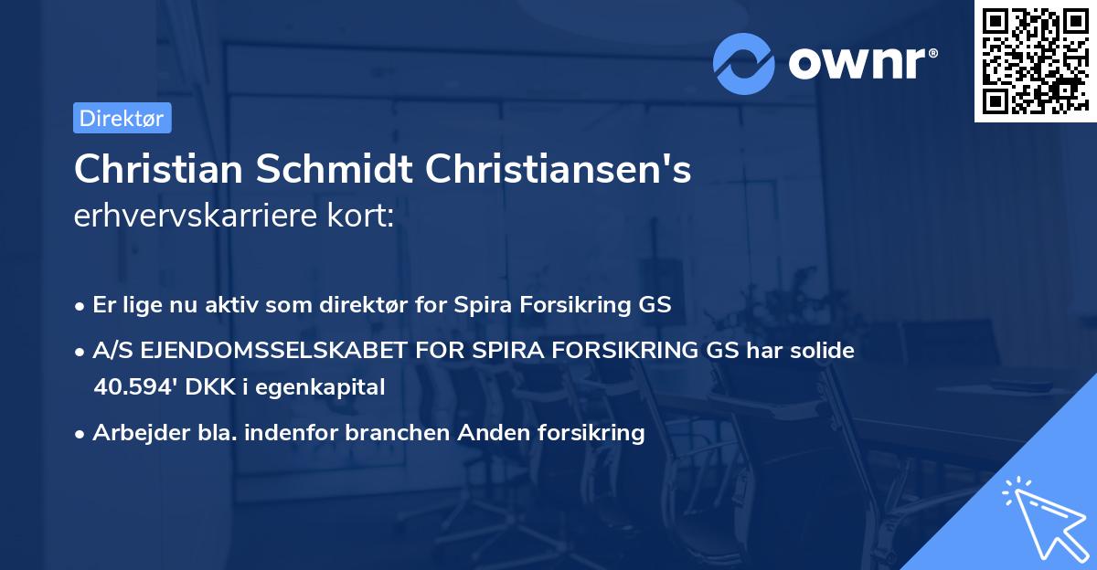 Christian Schmidt Christiansen's erhvervskarriere kort