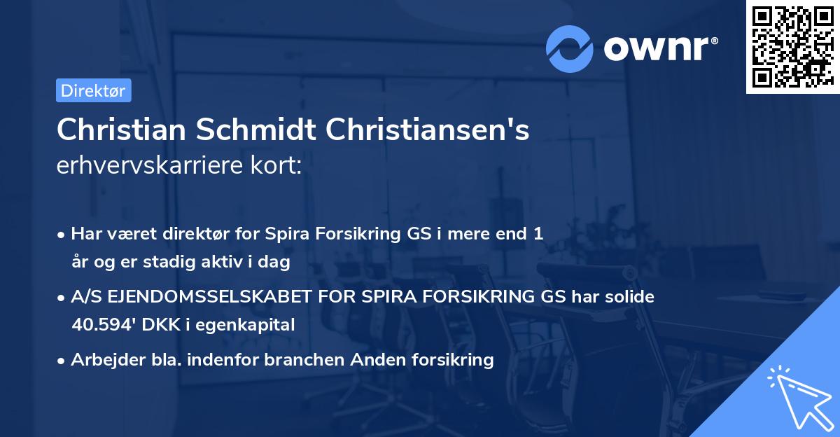 Christian Schmidt Christiansen's erhvervskarriere kort