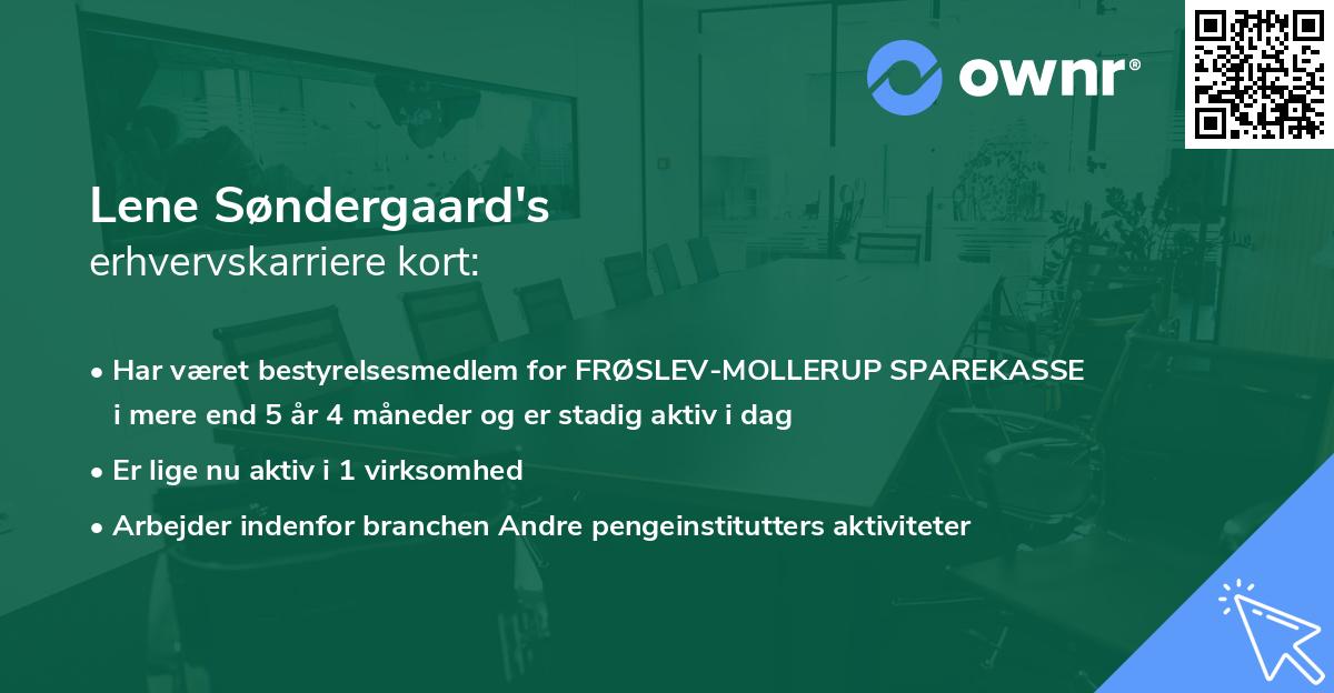 Lene Søndergaard's erhvervskarriere kort