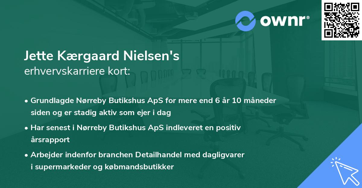 Jette Kærgaard Nielsen's erhvervskarriere kort