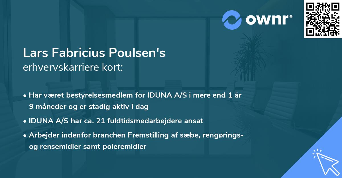 Lars Fabricius Poulsen's erhvervskarriere kort