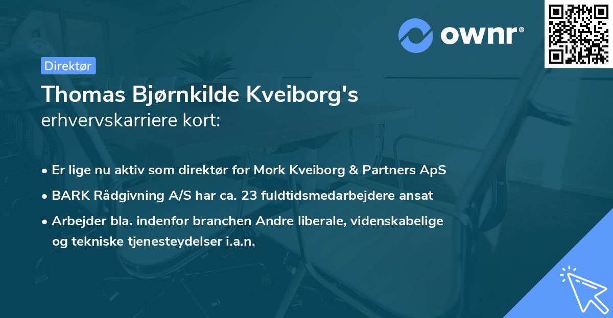 Thomas Bjørnkilde Kveiborg's erhvervskarriere kort