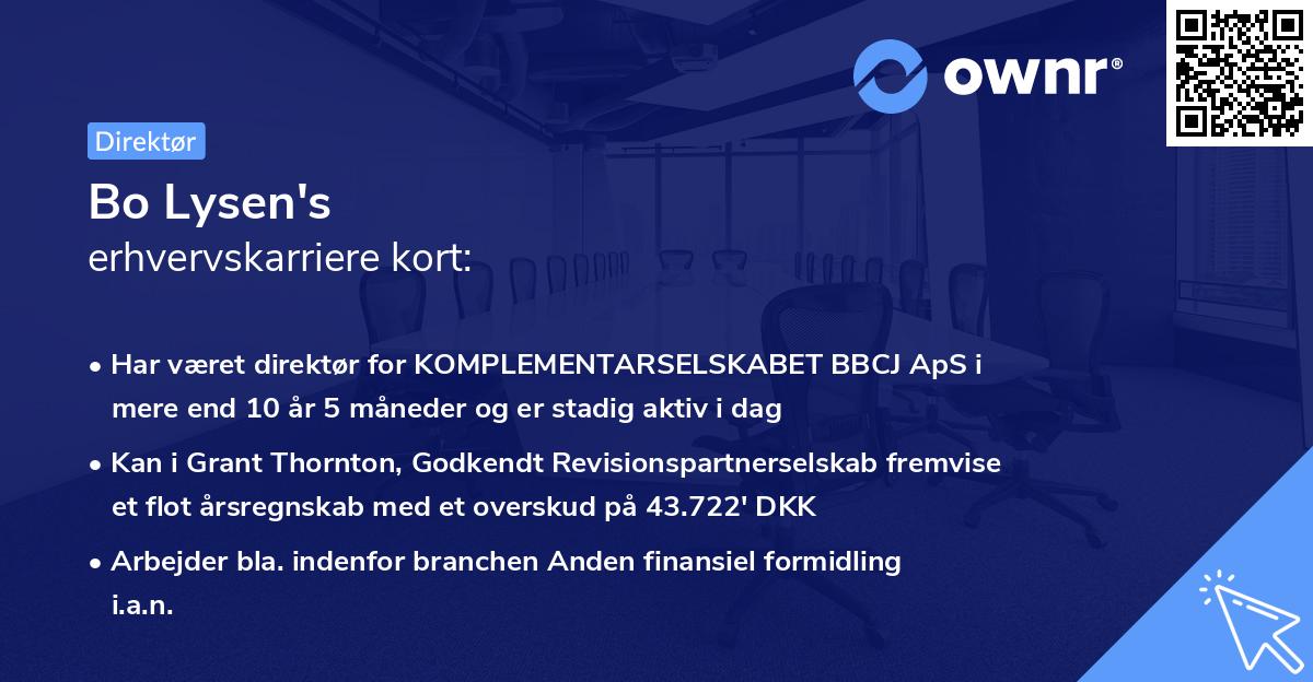 Bo Lysen's erhvervskarriere kort