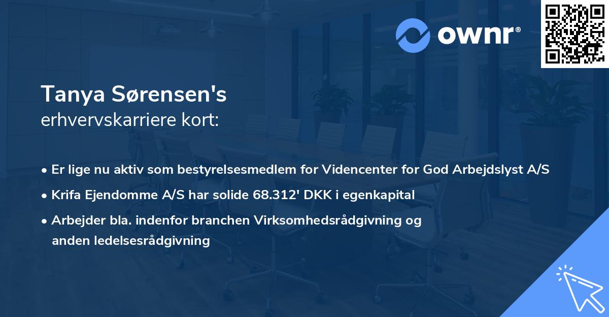 Tanya Sørensen's erhvervskarriere kort