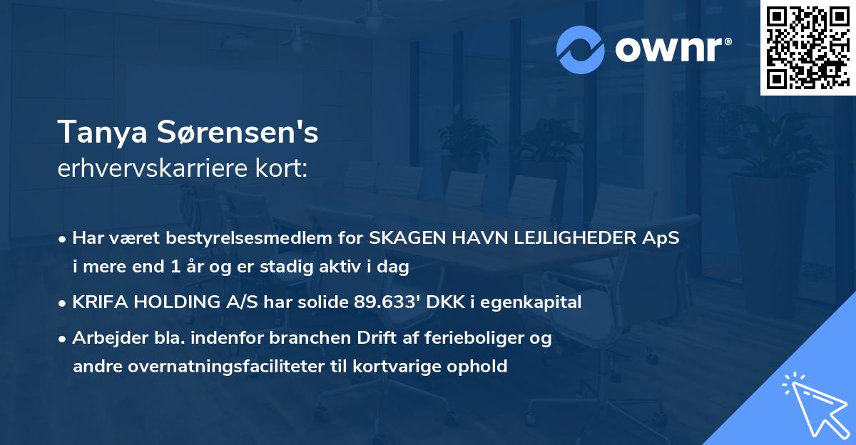 Tanya Sørensen's erhvervskarriere kort