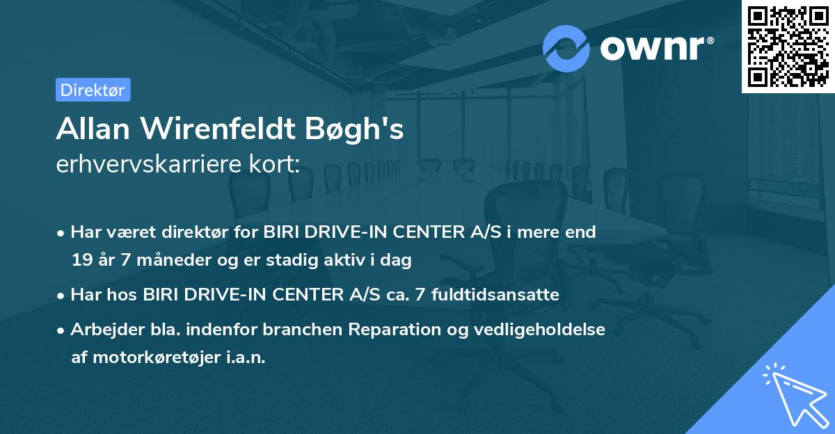 Allan Wirenfeldt Bøgh's erhvervskarriere kort