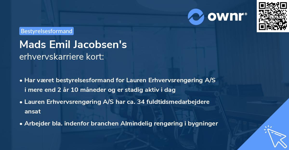 Mads Emil Jacobsen's erhvervskarriere kort
