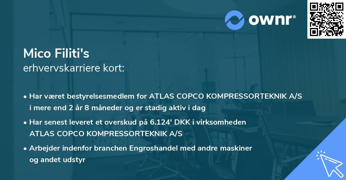 Mico Filiti's erhvervskarriere kort