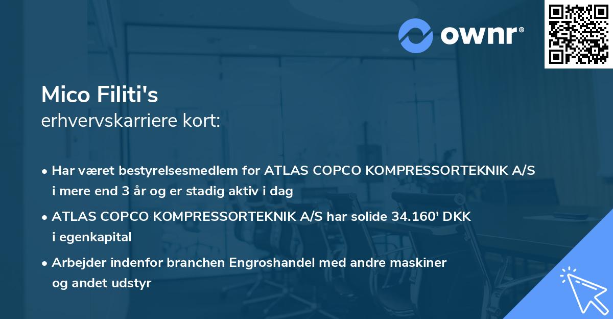 Mico Filiti's erhvervskarriere kort
