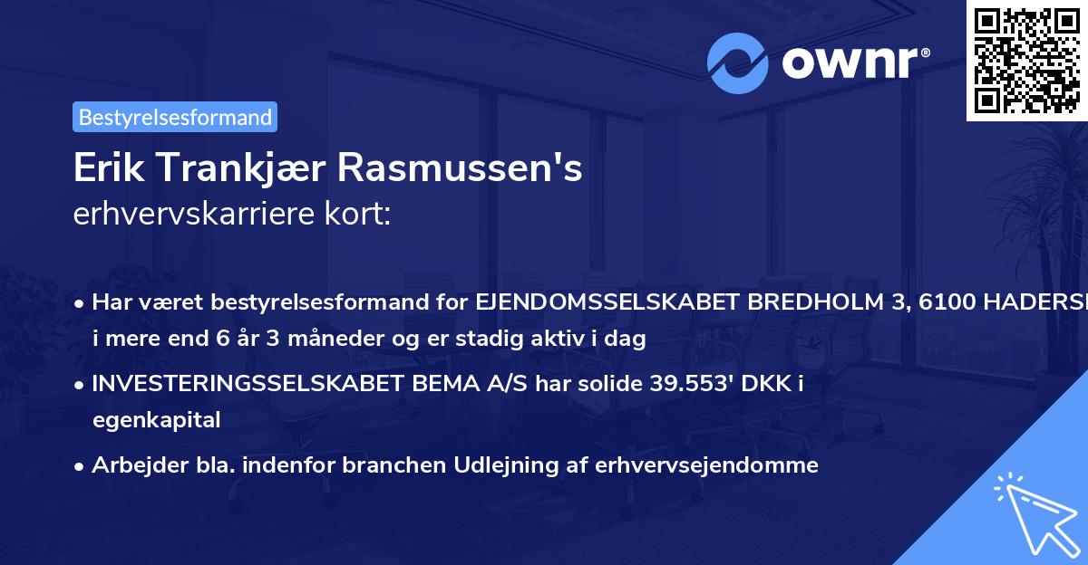 Erik Trankjær Rasmussen's erhvervskarriere kort