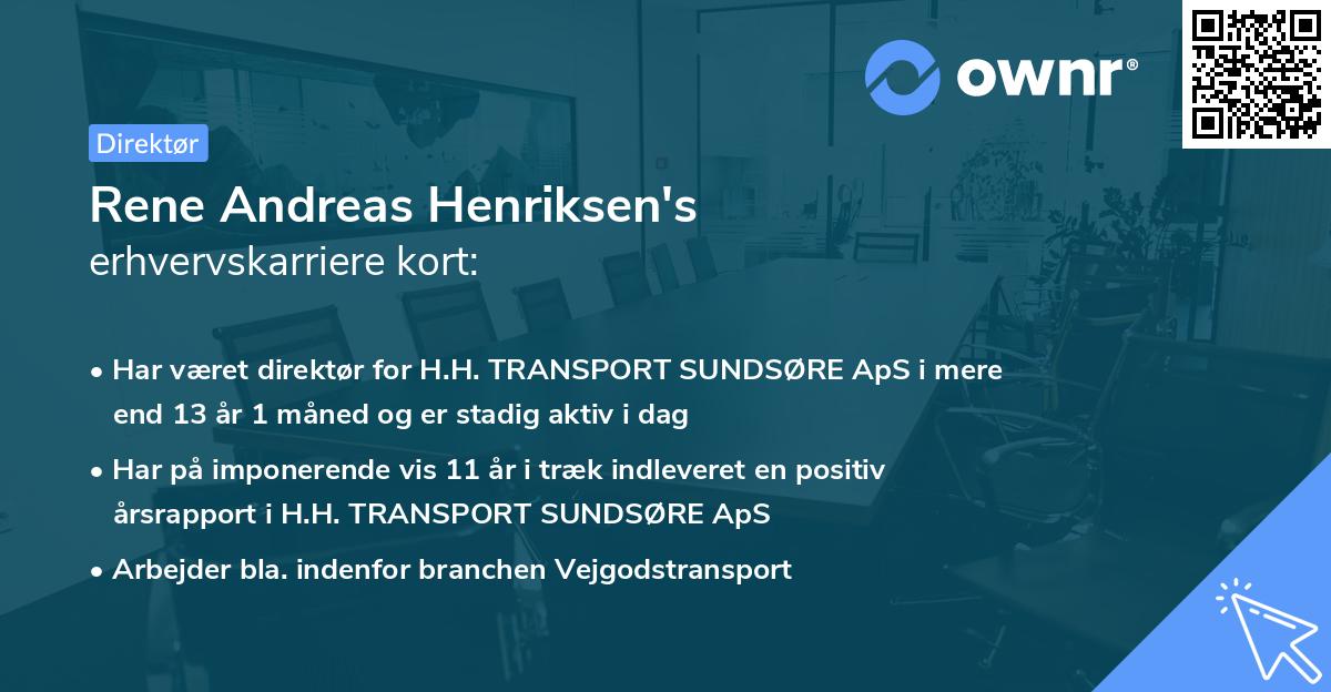 Rene Andreas Henriksen's erhvervskarriere kort