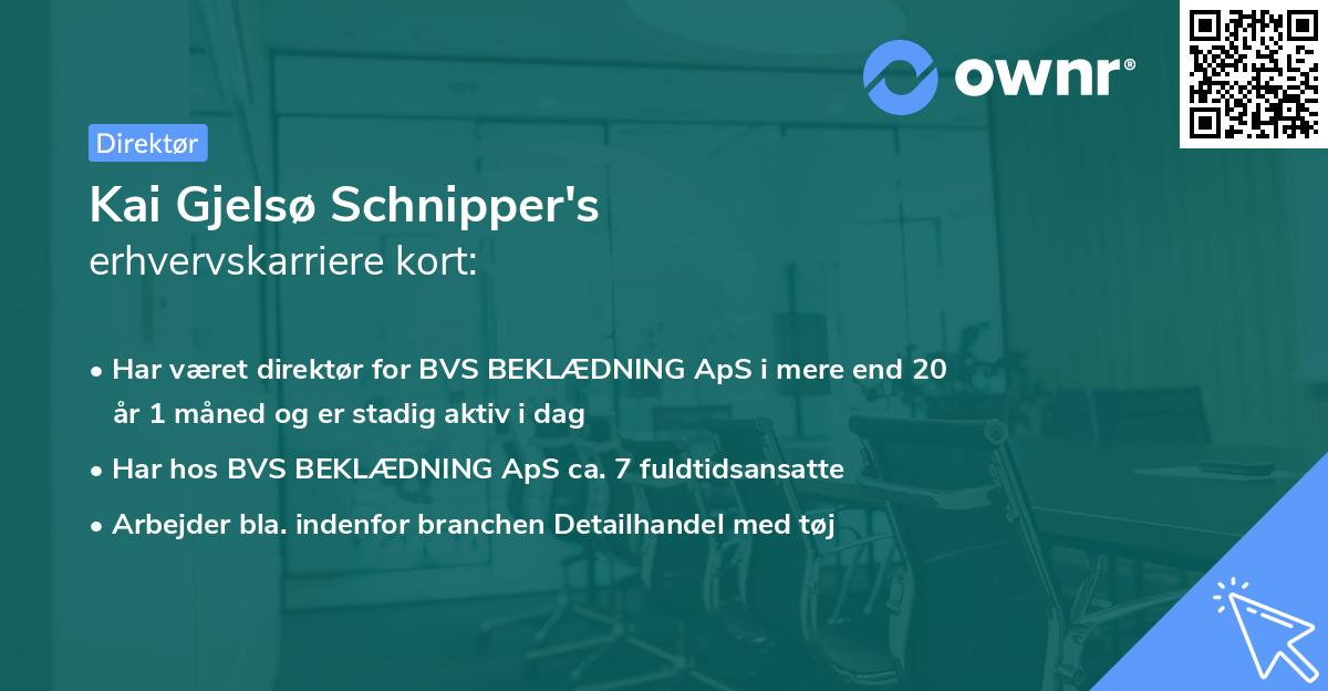Kai Gjelsø Schnipper's erhvervskarriere kort
