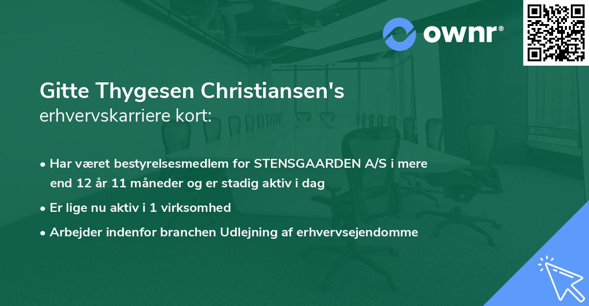 Gitte Thygesen Christiansen's erhvervskarriere kort