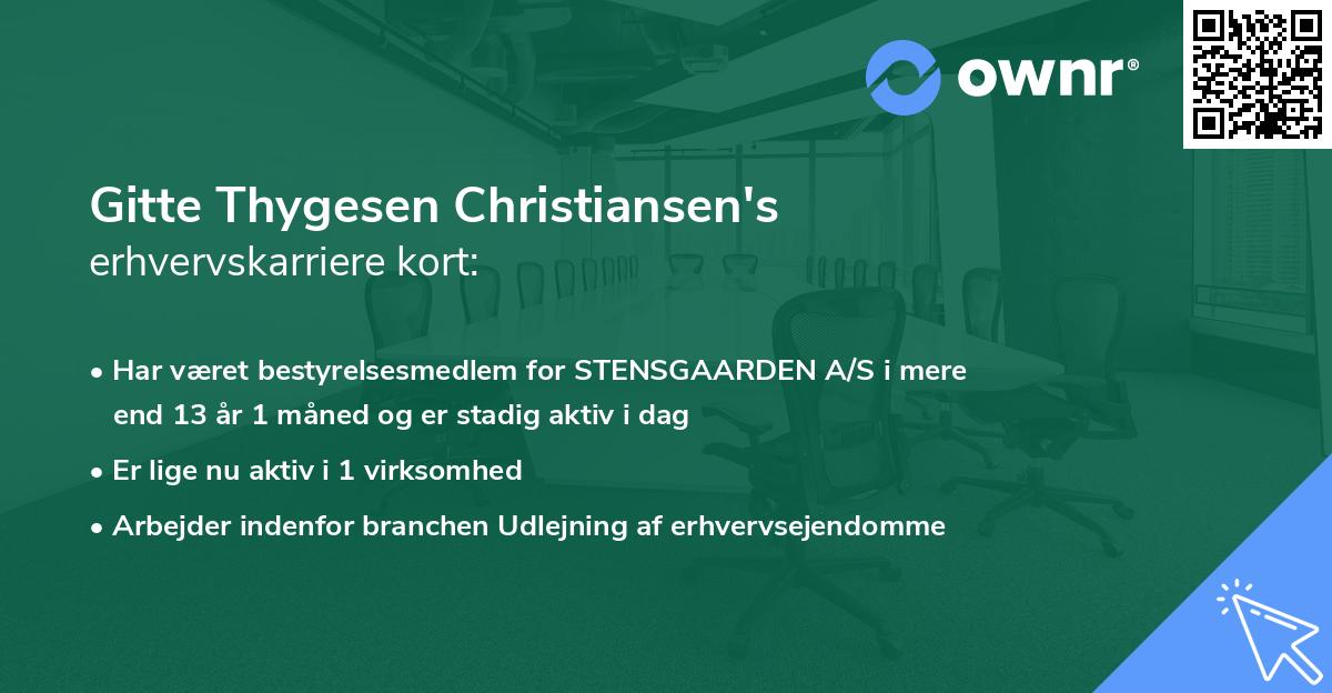 Gitte Thygesen Christiansen's erhvervskarriere kort