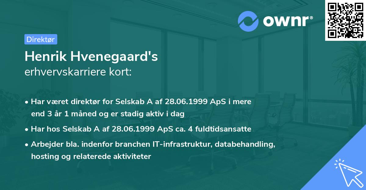 Henrik Hvenegaard's erhvervskarriere kort