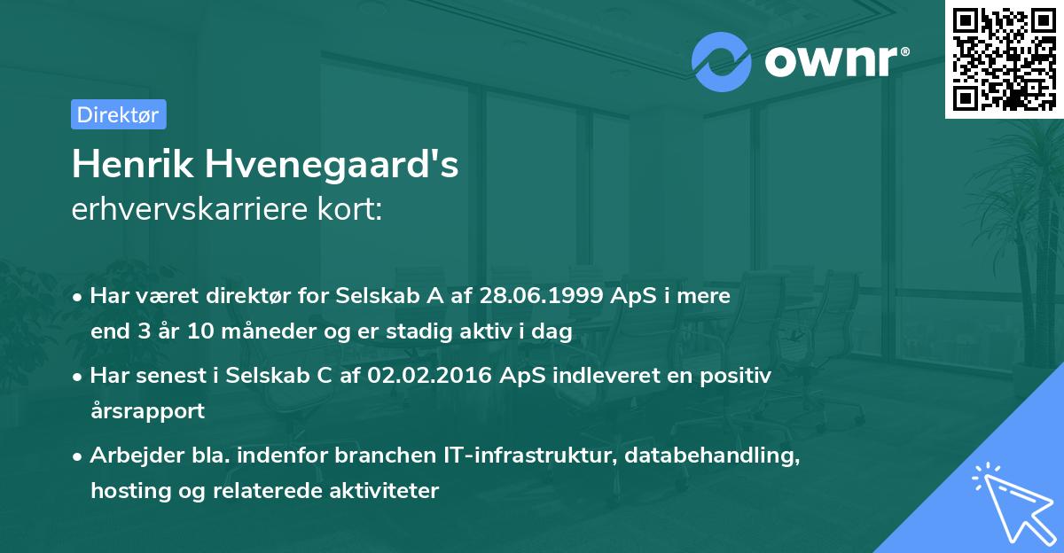 Henrik Hvenegaard's erhvervskarriere kort