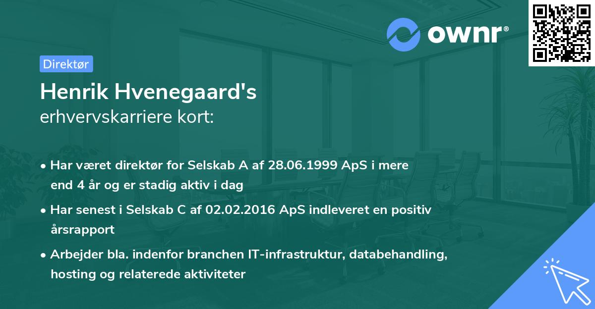 Henrik Hvenegaard's erhvervskarriere kort