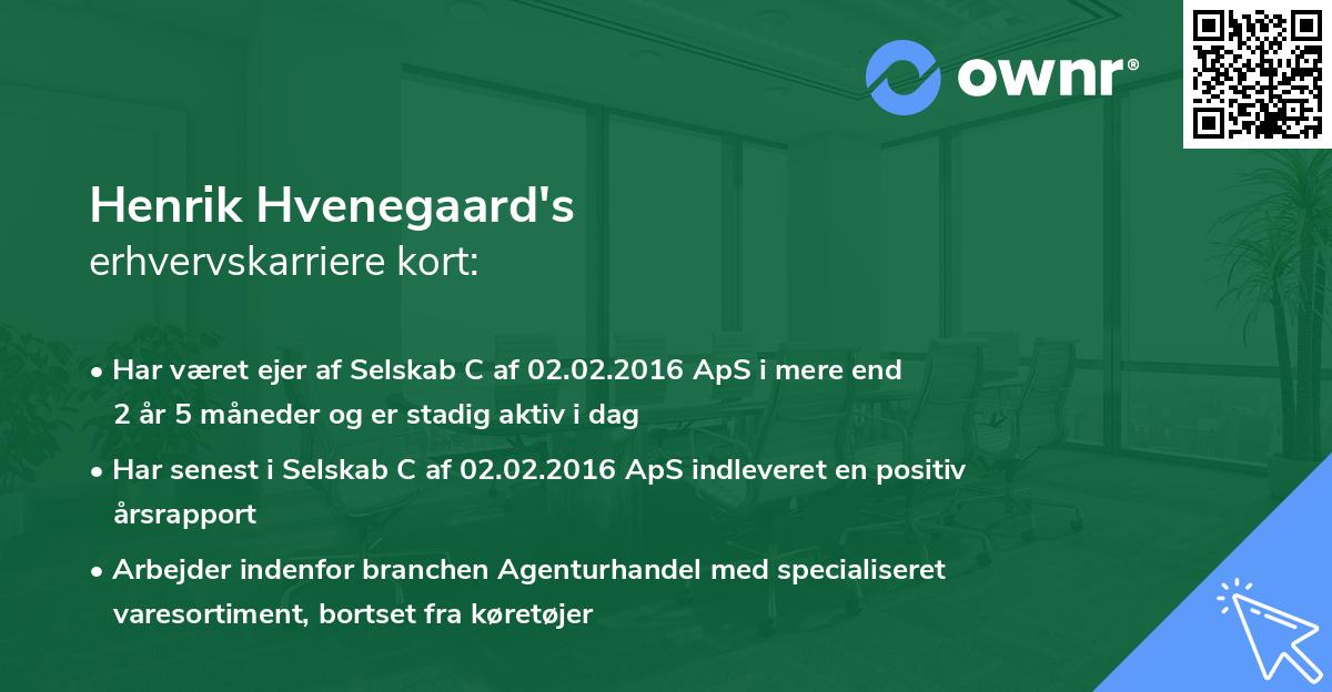 Henrik Hvenegaard's erhvervskarriere kort