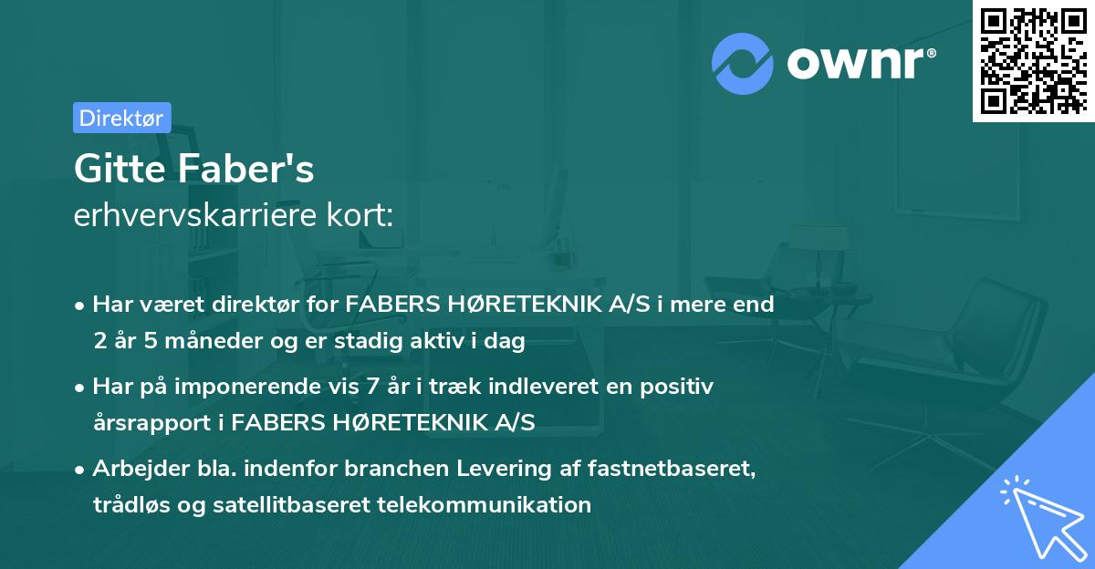 Gitte Faber's erhvervskarriere kort