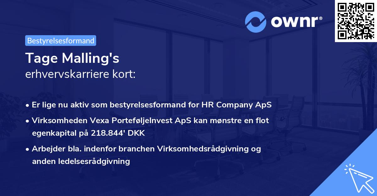 Tage Malling's erhvervskarriere kort