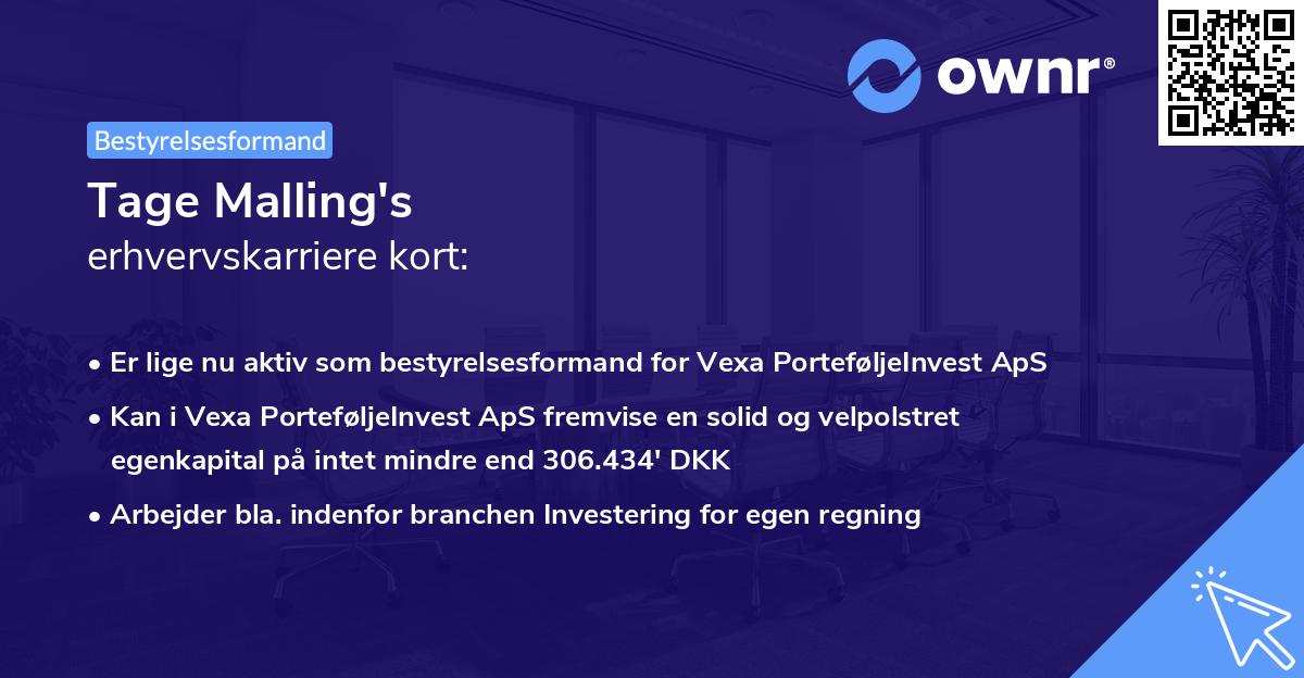 Tage Malling's erhvervskarriere kort