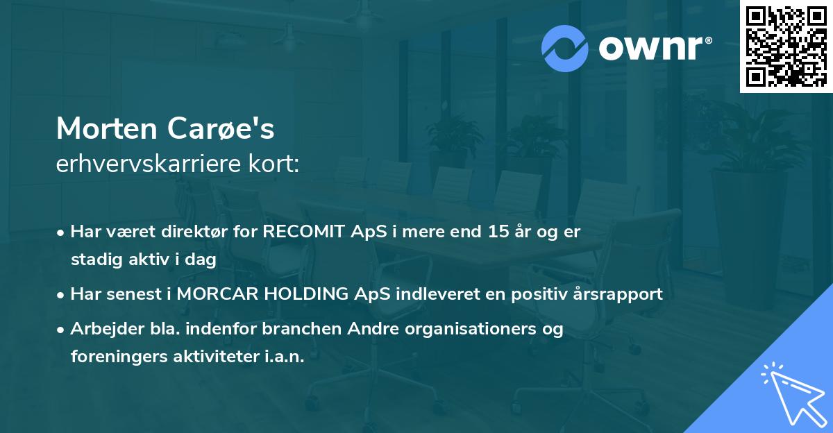 Morten Carøe's erhvervskarriere kort