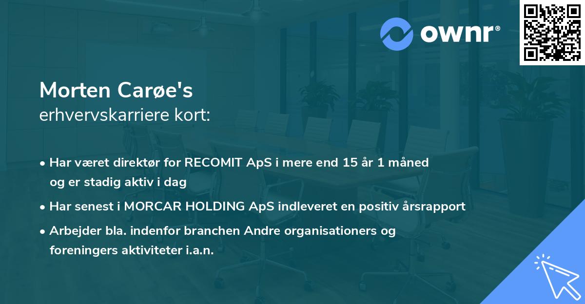 Morten Carøe's erhvervskarriere kort