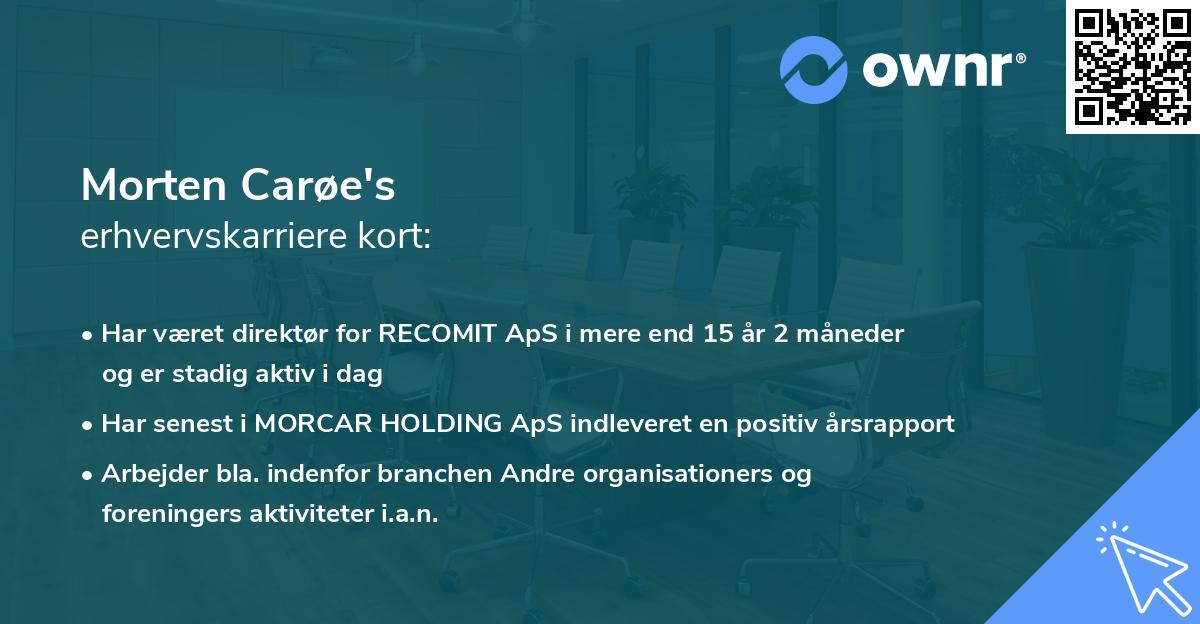 Morten Carøe's erhvervskarriere kort