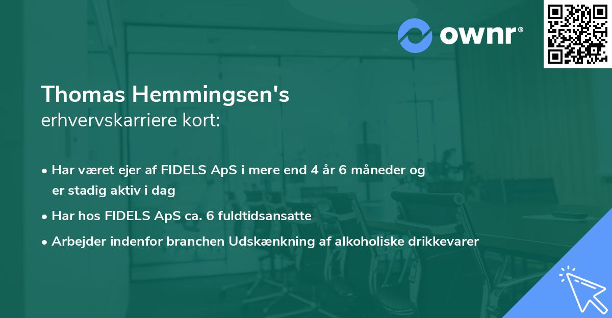 Thomas Hemmingsen's erhvervskarriere kort