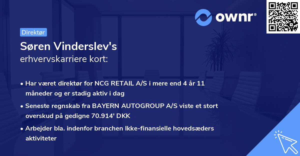Søren Vinderslev's erhvervskarriere kort