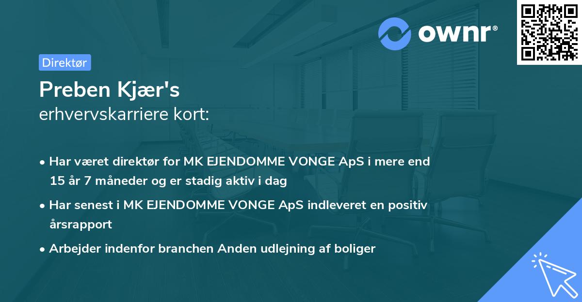 Preben Kjær's erhvervskarriere kort