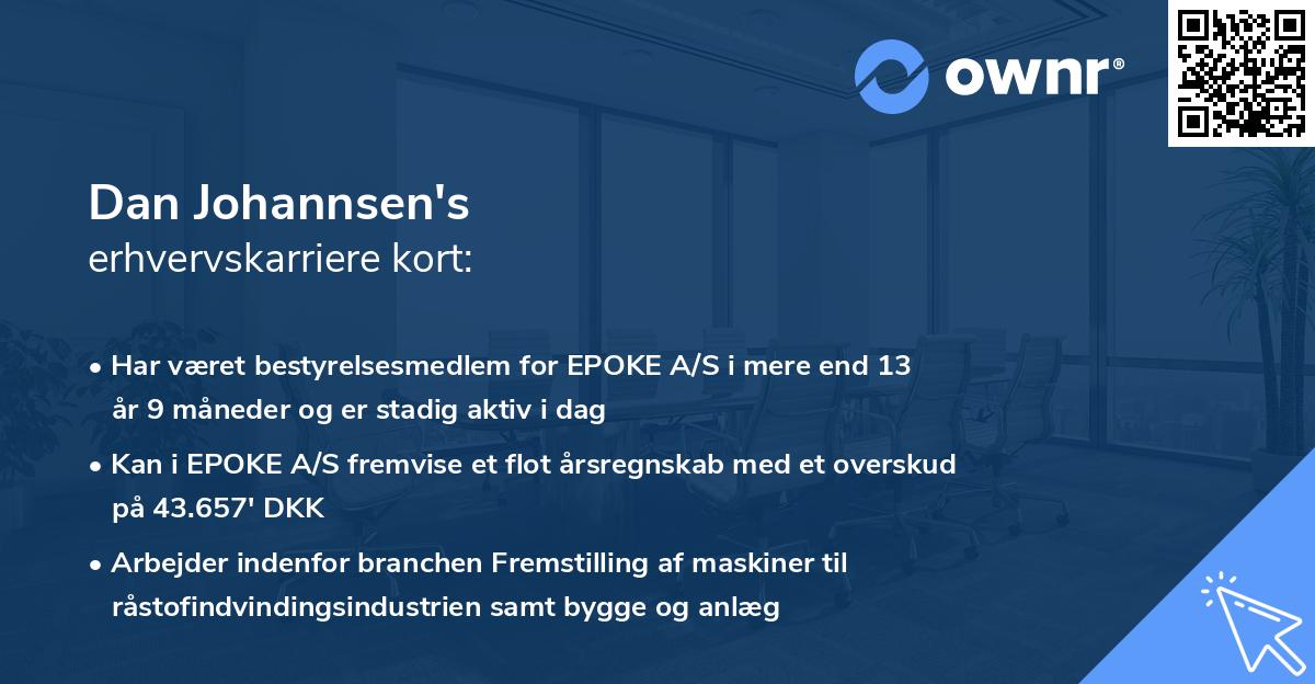 Dan Johannsen's erhvervskarriere kort