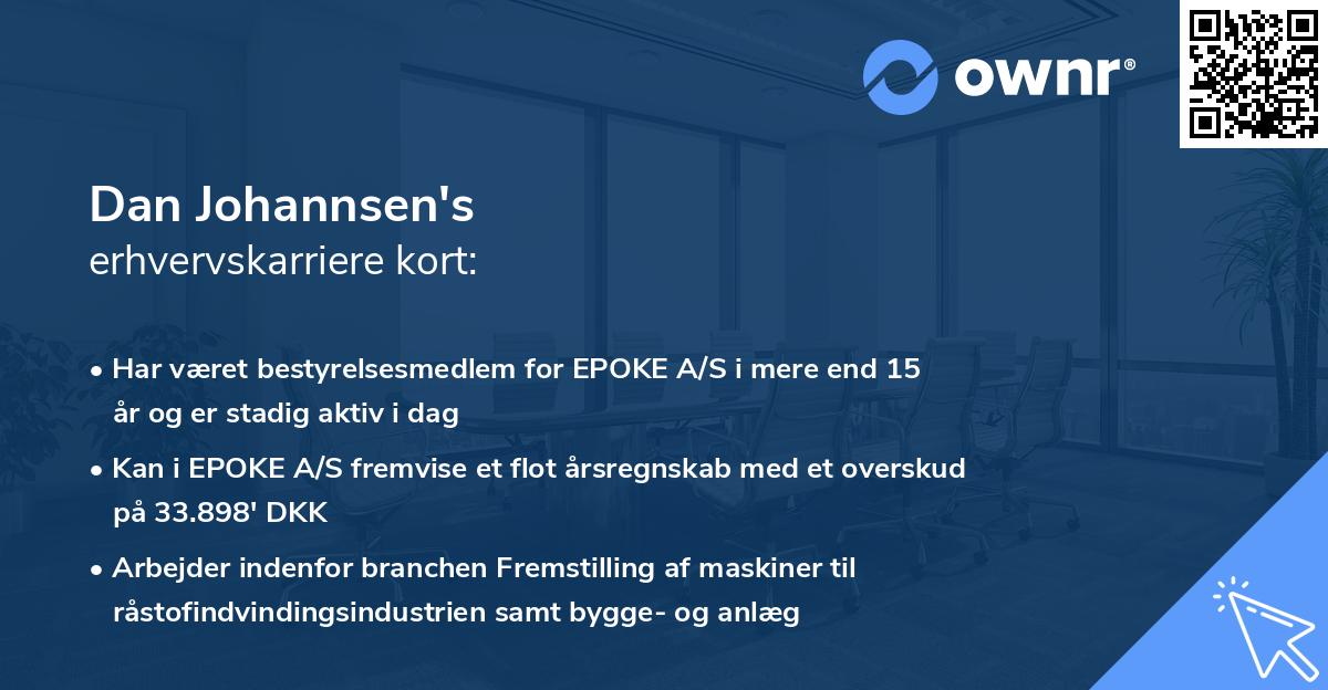 Dan Johannsen's erhvervskarriere kort