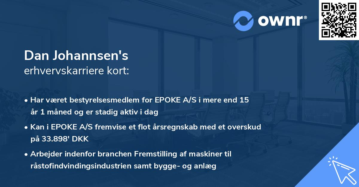 Dan Johannsen's erhvervskarriere kort