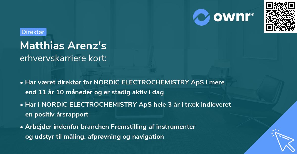 Matthias Arenz's erhvervskarriere kort