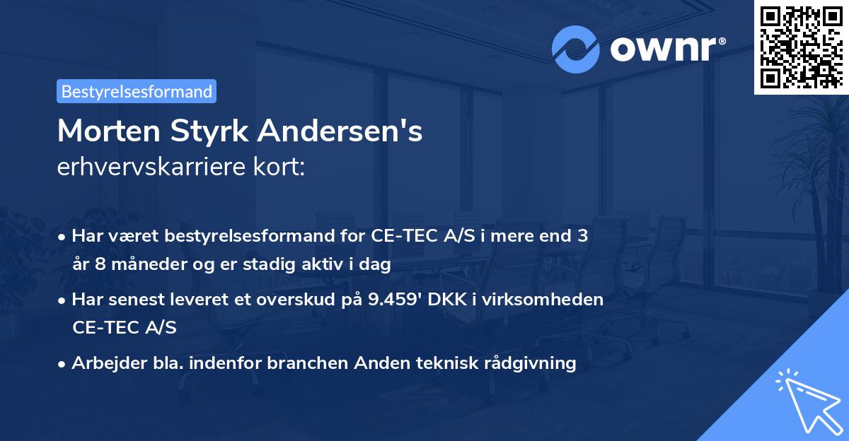 Morten Styrk Andersen's erhvervskarriere kort