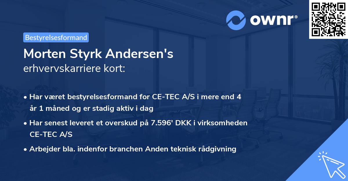 Morten Styrk Andersen's erhvervskarriere kort